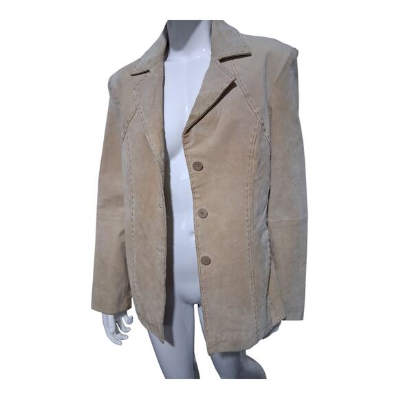 Y2k Vtg AR Bernardo Fashion Suede Womens size Medium Stitch Hippie Grunge Blazer - Picture 3 of 15